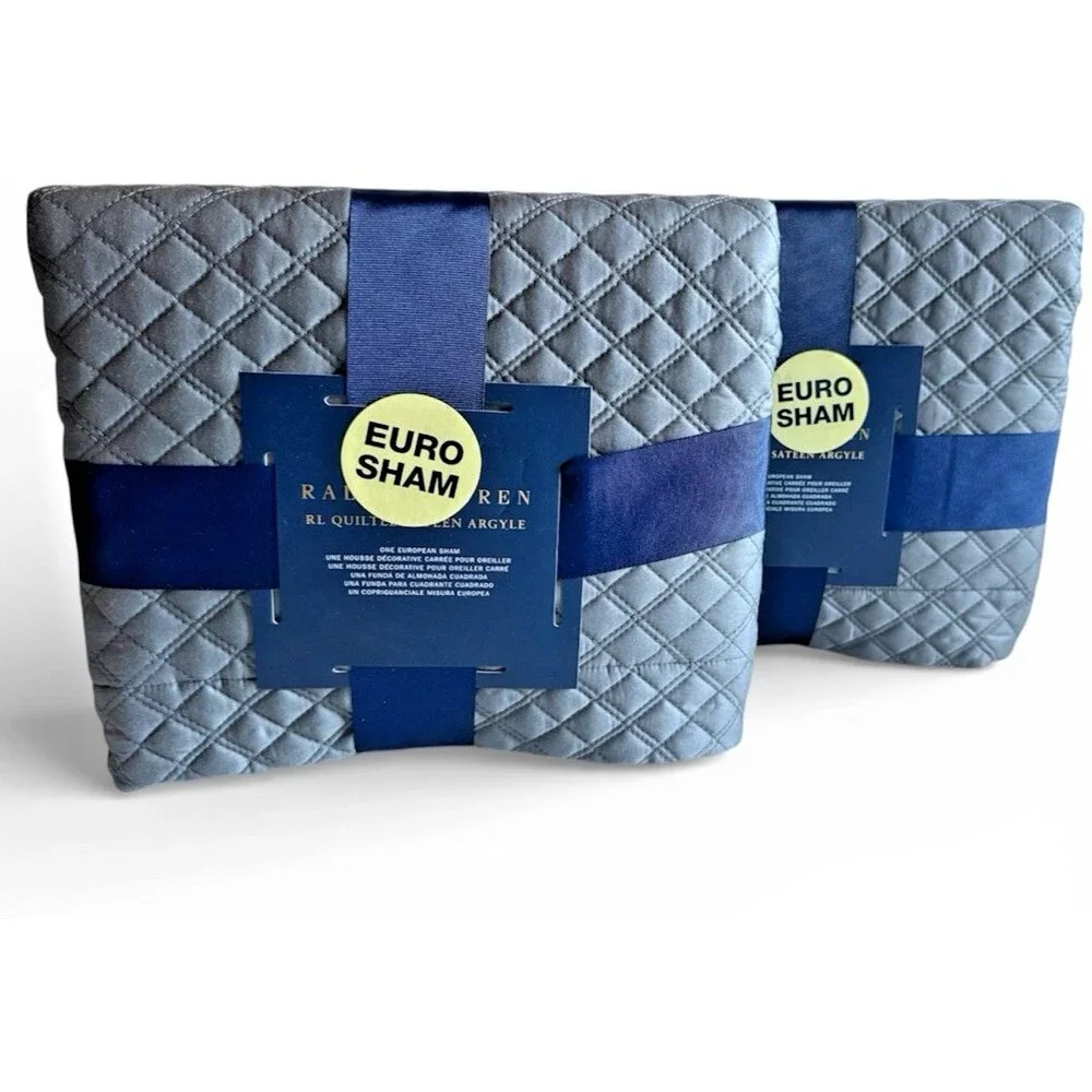 Ralph Lauren Quilted Argyle Luxury Euro Sham 26X26